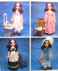 1643 STYLE 23'' RAG DOLL, DRESS, APRON, PETTICOAT, UNDIES 76 PATTERN UNCUT